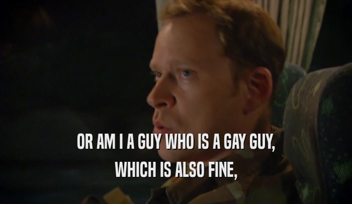 OR AM I A GUY WHO IS A GAY GUY, WHICH IS ALSO FINE, 