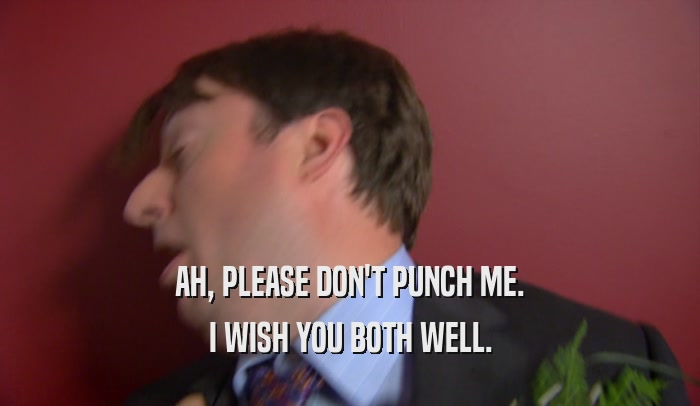 AH, PLEASE DON'T PUNCH ME. I WISH YOU BOTH WELL. 