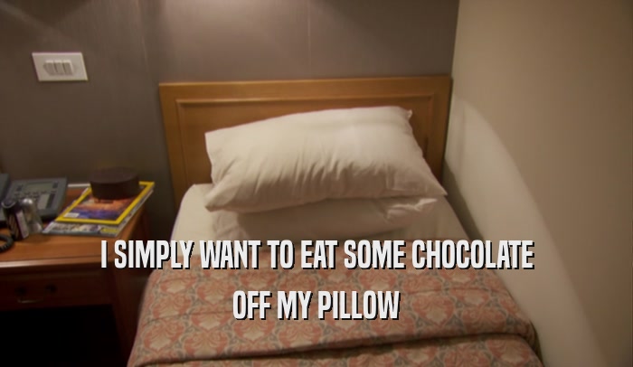 I SIMPLY WANT TO EAT SOME CHOCOLATE OFF MY PILLOW 