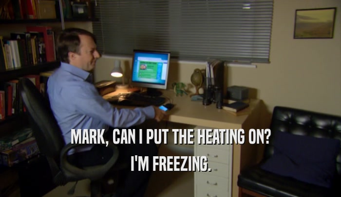 MARK, CAN I PUT THE HEATING ON? I'M FREEZING. 