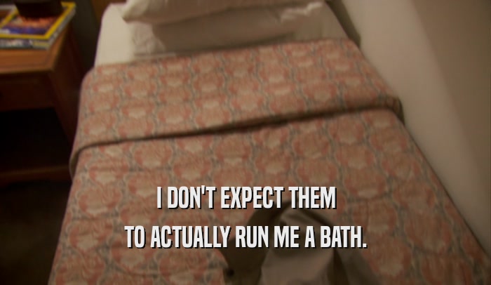 I DON'T EXPECT THEM TO ACTUALLY RUN ME A BATH. 