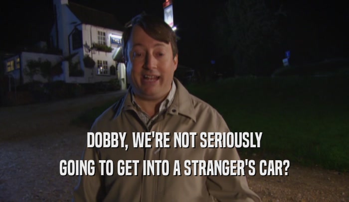 DOBBY, WE'RE NOT SERIOUSLY GOING TO GET INTO A STRANGER'S CAR? 