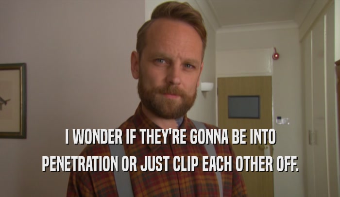 I WONDER IF THEY'RE GONNA BE INTO PENETRATION OR JUST CLIP EACH OTHER OFF. 
