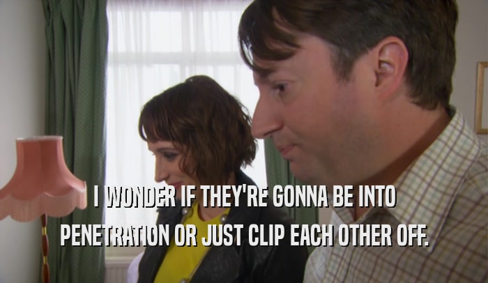 I WONDER IF THEY'RE GONNA BE INTO PENETRATION OR JUST CLIP EACH OTHER OFF. 