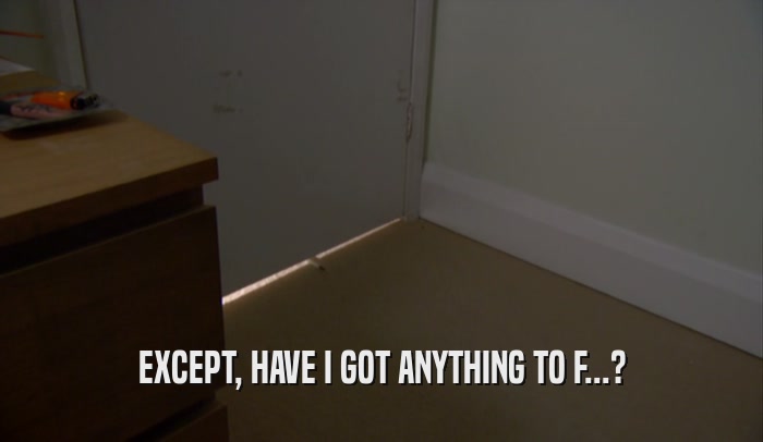 EXCEPT, HAVE I GOT ANYTHING TO F...?  