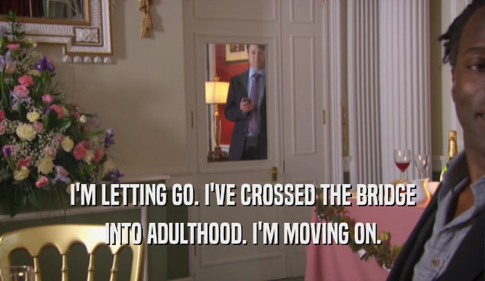 I'M LETTING GO. I'VE CROSSED THE BRIDGE INTO ADULTHOOD. I'M MOVING ON. 