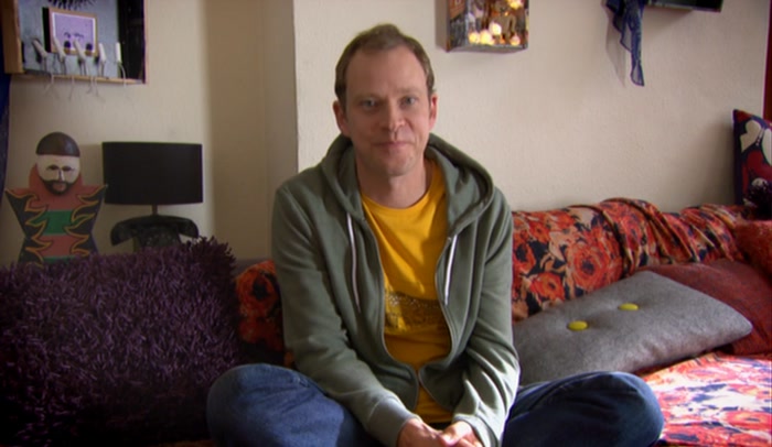 THAN YOU AT MY PLACE, MY SOCKS ON THE RADIATOR AND ME SITTING ON A BONGO. 