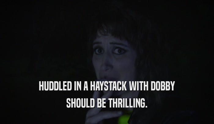 HUDDLED IN A HAYSTACK WITH DOBBY SHOULD BE THRILLING. 