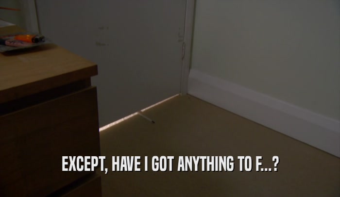 EXCEPT, HAVE I GOT ANYTHING TO F...?  