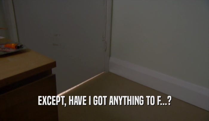 EXCEPT, HAVE I GOT ANYTHING TO F...?  