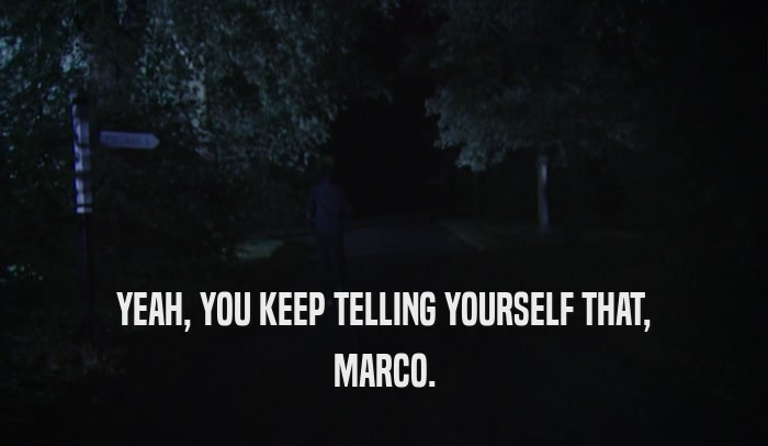 YEAH, YOU KEEP TELLING YOURSELF THAT, MARCO. 