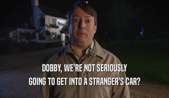 DOBBY, WE'RE NOT SERIOUSLY GOING TO GET INTO A STRANGER'S CAR? 