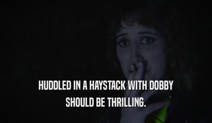 HUDDLED IN A HAYSTACK WITH DOBBY SHOULD BE THRILLING. 