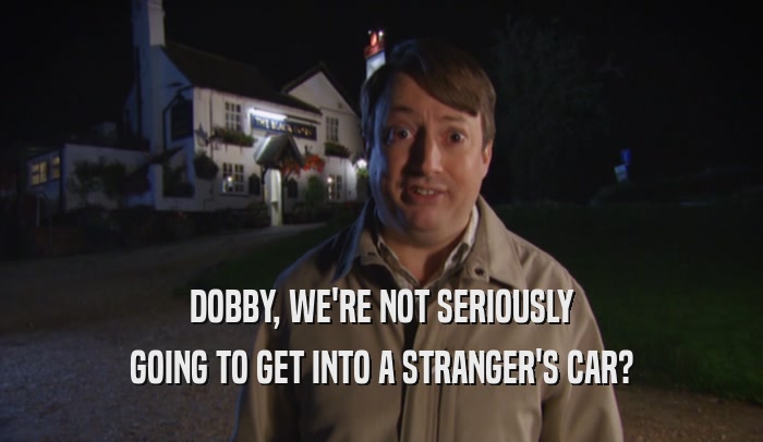 DOBBY, WE'RE NOT SERIOUSLY GOING TO GET INTO A STRANGER'S CAR? 