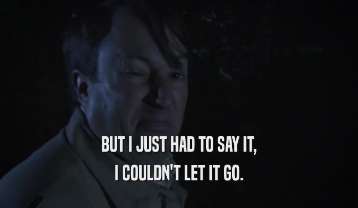BUT I JUST HAD TO SAY IT, I COULDN'T LET IT GO. 