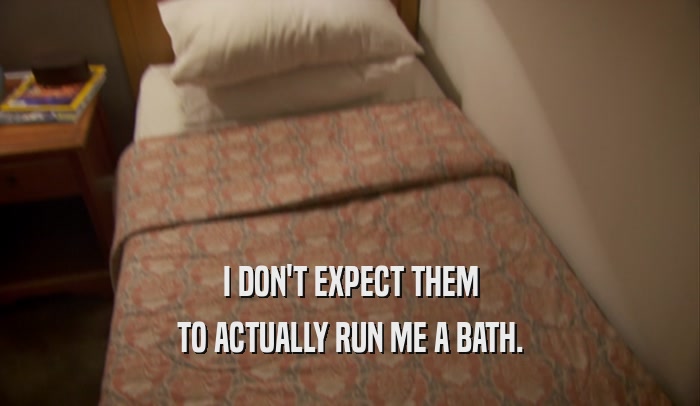 I DON'T EXPECT THEM TO ACTUALLY RUN ME A BATH. 