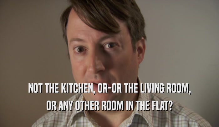 NOT THE KITCHEN, OR-OR THE LIVING ROOM, OR ANY OTHER ROOM IN THE FLAT? 