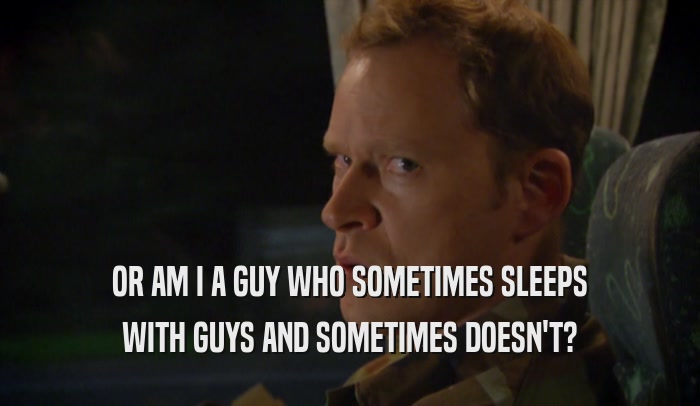 OR AM I A GUY WHO SOMETIMES SLEEPS WITH GUYS AND SOMETIMES DOESN'T? 