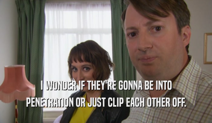 I WONDER IF THEY'RE GONNA BE INTO PENETRATION OR JUST CLIP EACH OTHER OFF. 