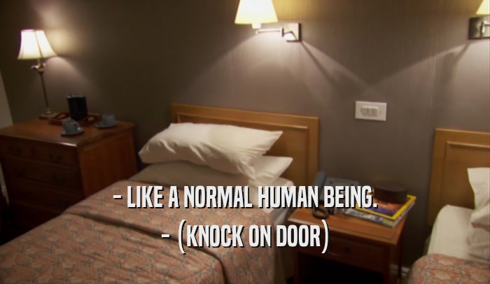 - LIKE A NORMAL HUMAN BEING. - (KNOCK ON DOOR) 
