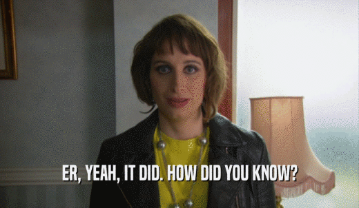 ER, YEAH, IT DID. HOW DID YOU KNOW?  
