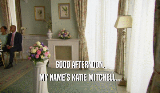 GOOD AFTERNOON. MY NAME'S KATIE MITCHELL... 