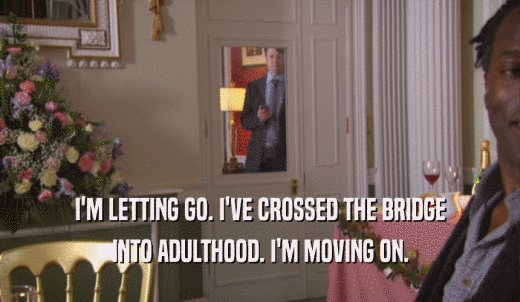 I'M LETTING GO. I'VE CROSSED THE BRIDGE INTO ADULTHOOD. I'M MOVING ON. 