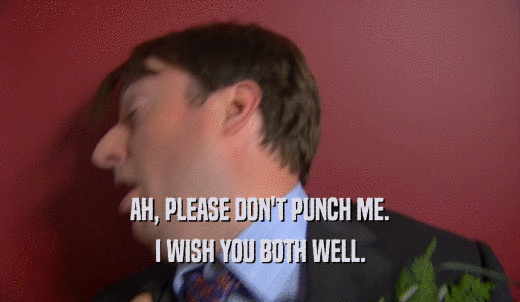 AH, PLEASE DON'T PUNCH ME. I WISH YOU BOTH WELL. 