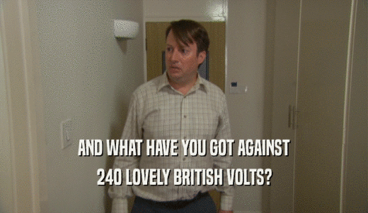 AND WHAT HAVE YOU GOT AGAINST 240 LOVELY BRITISH VOLTS? 
