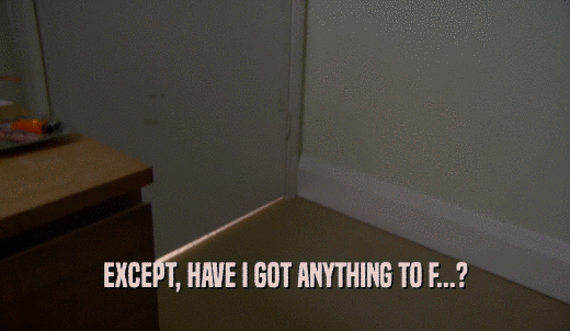 EXCEPT, HAVE I GOT ANYTHING TO F...?  