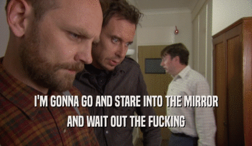 I'M GONNA GO AND STARE INTO THE MIRROR AND WAIT OUT THE FUCKING 