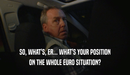 SO, WHAT'S, ER... WHAT'S YOUR POSITION ON THE WHOLE EURO SITUATION? 