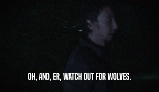 OH, AND, ER, WATCH OUT FOR WOLVES.  