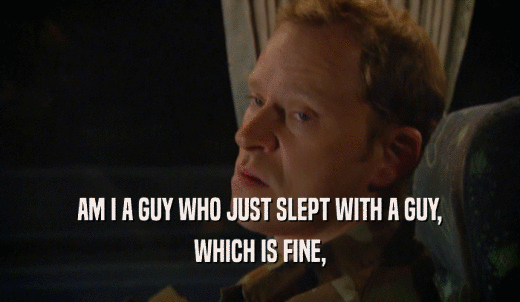 AM I A GUY WHO JUST SLEPT WITH A GUY, WHICH IS FINE, 