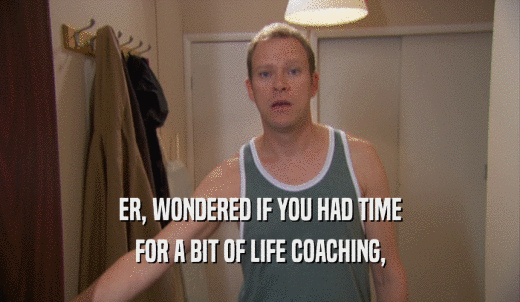 ER, WONDERED IF YOU HAD TIME FOR A BIT OF LIFE COACHING, 