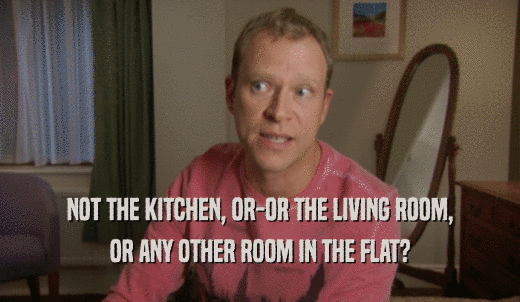 NOT THE KITCHEN, OR-OR THE LIVING ROOM, OR ANY OTHER ROOM IN THE FLAT? 