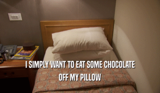 I SIMPLY WANT TO EAT SOME CHOCOLATE OFF MY PILLOW 
