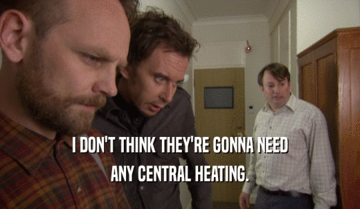 I DON'T THINK THEY'RE GONNA NEED ANY CENTRAL HEATING. 