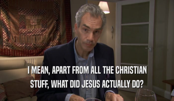 I MEAN, APART FROM ALL THE CHRISTIAN STUFF, WHAT DID JESUS ACTUALLY DO? 