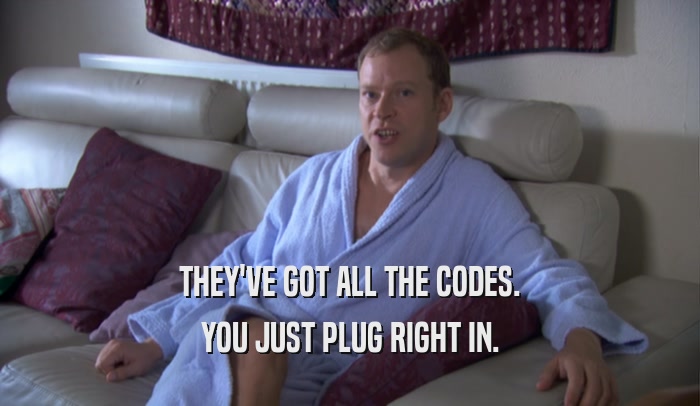 THEY'VE GOT ALL THE CODES.
 YOU JUST PLUG RIGHT IN.
 