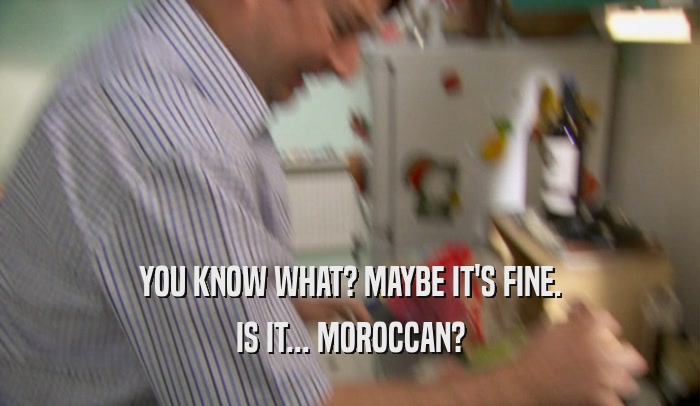 YOU KNOW WHAT? MAYBE IT'S FINE. IS IT... MOROCCAN? 