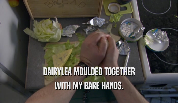 DAIRYLEA MOULDED TOGETHER WITH MY BARE HANDS. 