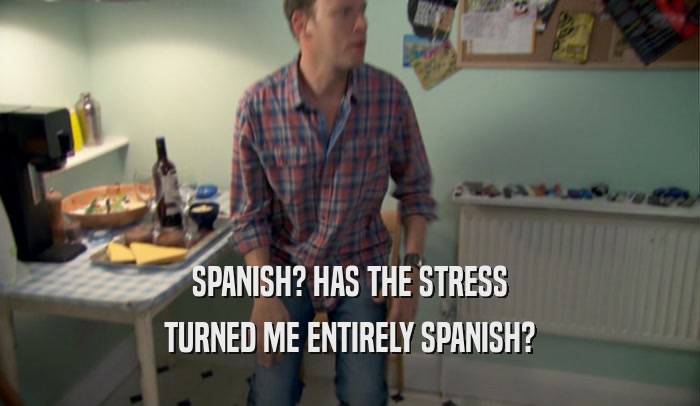SPANISH? HAS THE STRESS TURNED ME ENTIRELY SPANISH? 