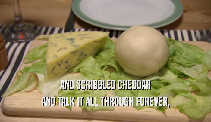 AND SCRIBBLED CHEDDAR AND TALK IT ALL THROUGH FOREVER, 