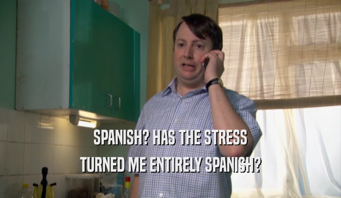 SPANISH? HAS THE STRESS TURNED ME ENTIRELY SPANISH? 