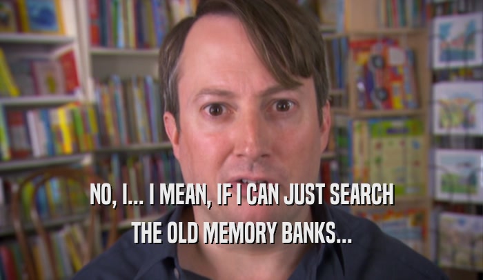 NO, I... I MEAN, IF I CAN JUST SEARCH THE OLD MEMORY BANKS... 