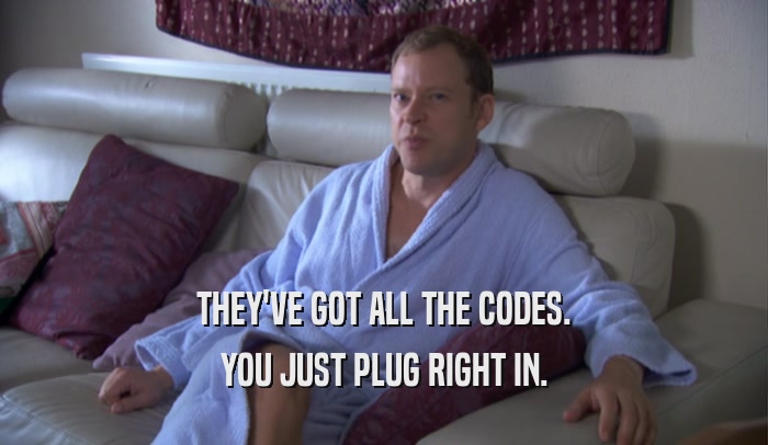 THEY'VE GOT ALL THE CODES.
 YOU JUST PLUG RIGHT IN.
 