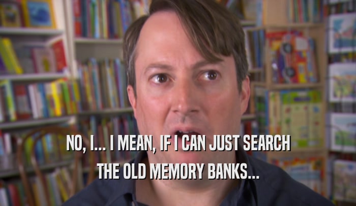 NO, I... I MEAN, IF I CAN JUST SEARCH THE OLD MEMORY BANKS... 