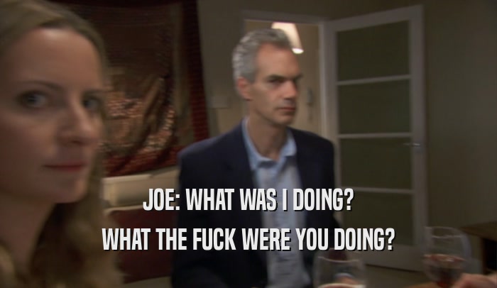 JOE: WHAT WAS I DOING? WHAT THE FUCK WERE YOU DOING? 