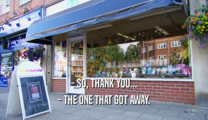 - SO, THANK YOU... - THE ONE THAT GOT AWAY. 